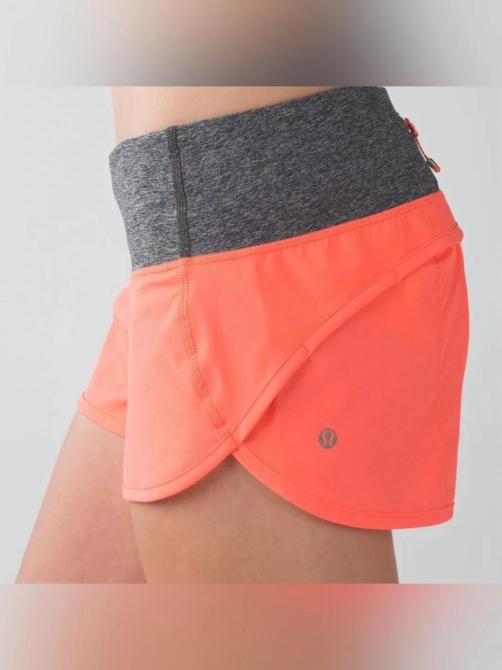 Lululemon | Speed Shorts | Grapefruit/Heathered grey | Size 4